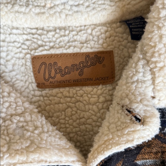 Wrangler Men's Brown and Blue Patterned Jacket with Sherpa Collar - Picture 2 of 8